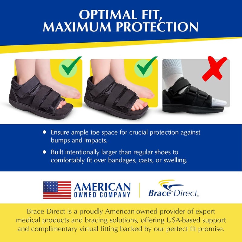 Brace Direct Pediatric Post-Op Shoe, Children’s Foot Injury Recovery, Support for Broken Toes, Fractures, Sprains, Protective Square Toe, Universal Left or Right Foot, Kids L (US 6.5-7) - Image 3